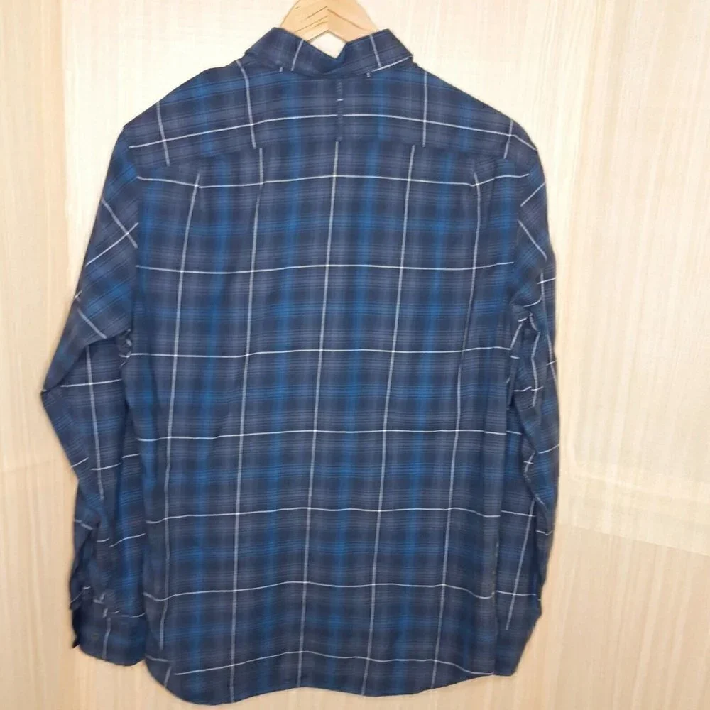 Banana Republic Mens Blue Plaid Button Down Shirt Large